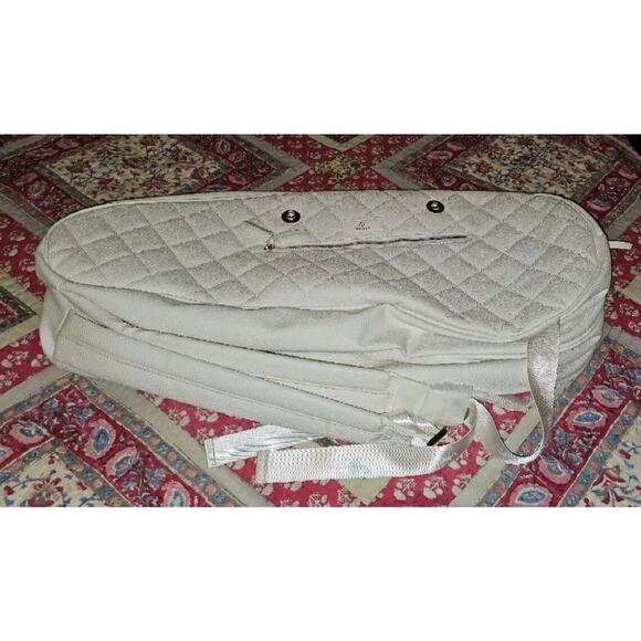 ? Masson Luxury Quilted Double Racket Bag Backpack Gold/White Holds 6 Rackets! main image 13